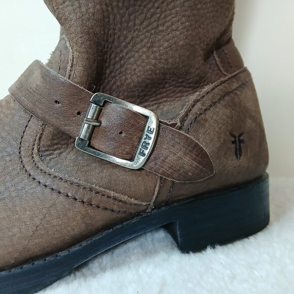 Frye Veronica Slouch Tumbled Leather Buckle Boots - Picture 2 of 10